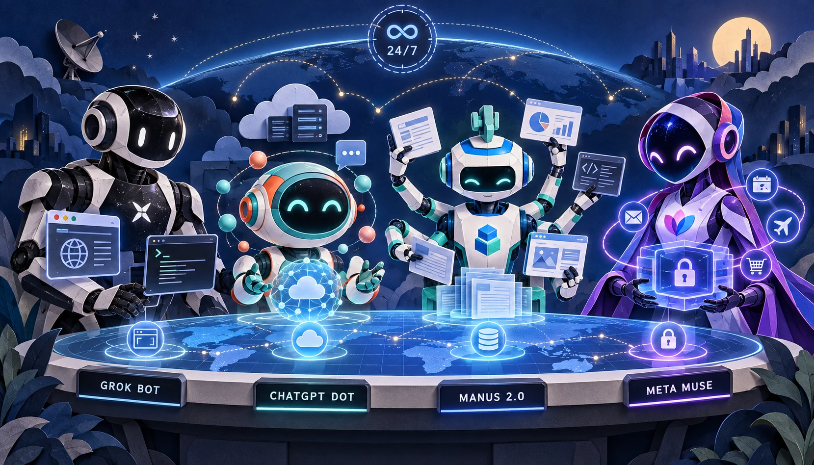 From Chatbots to Cloud Coworkers: Grok Bot vs ChatGPT Dot vs Manus 2.0 vs Meta Muse