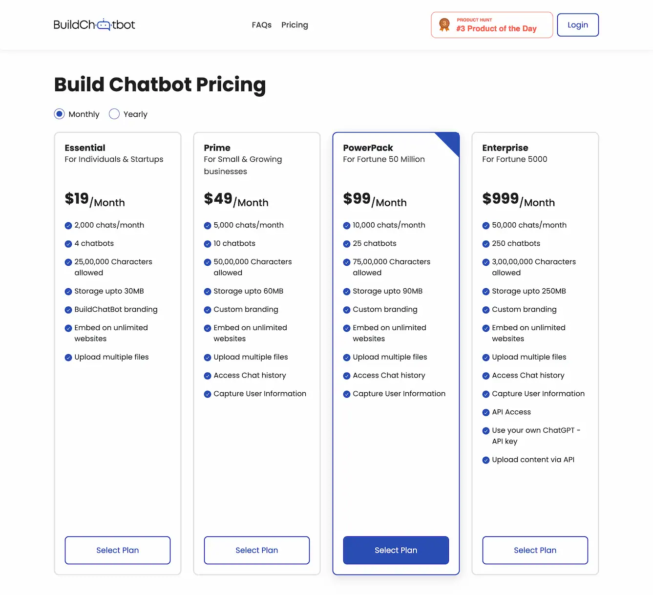 buildchatbot.ai.pricing