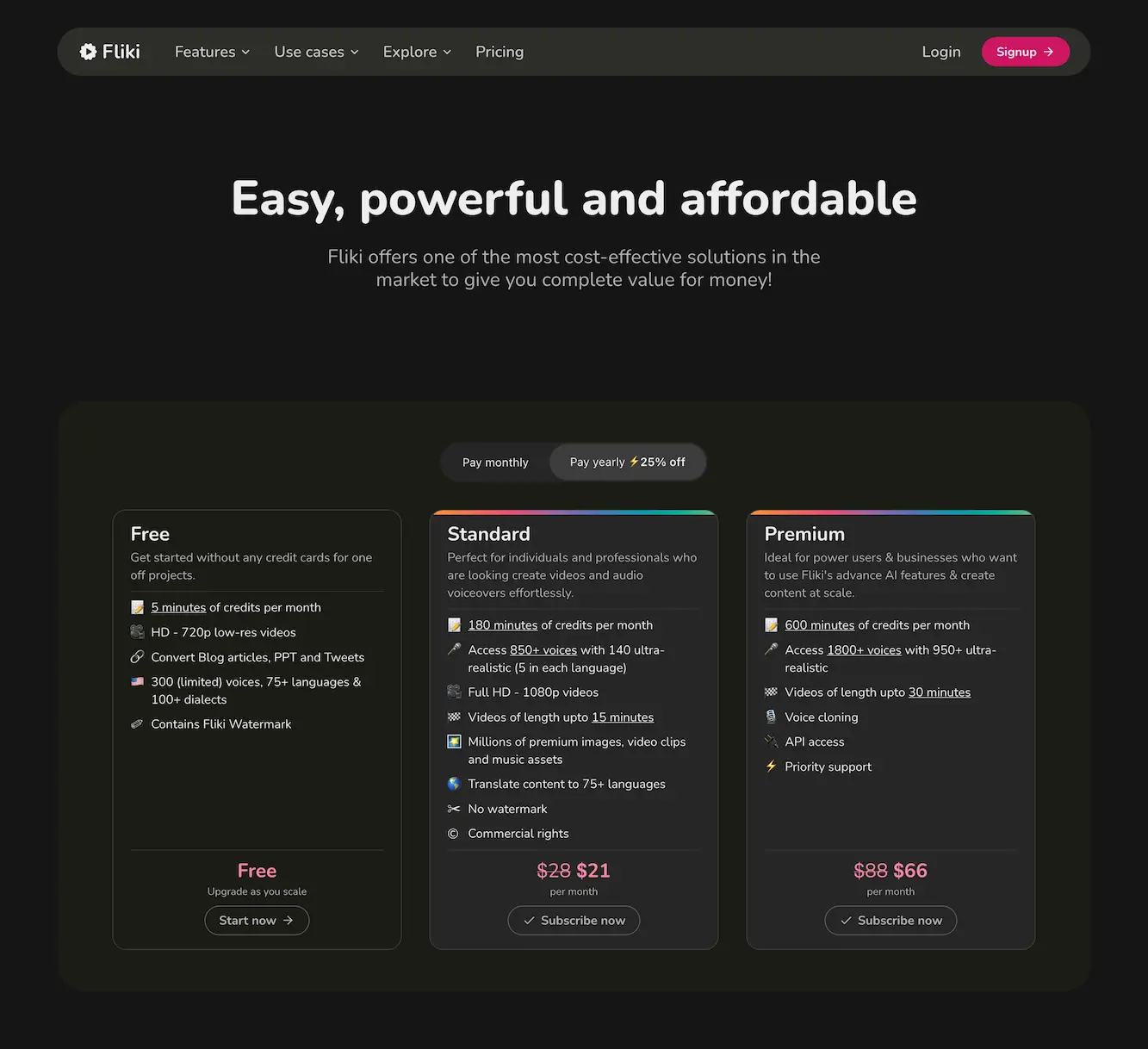 fliki.ai.pricing