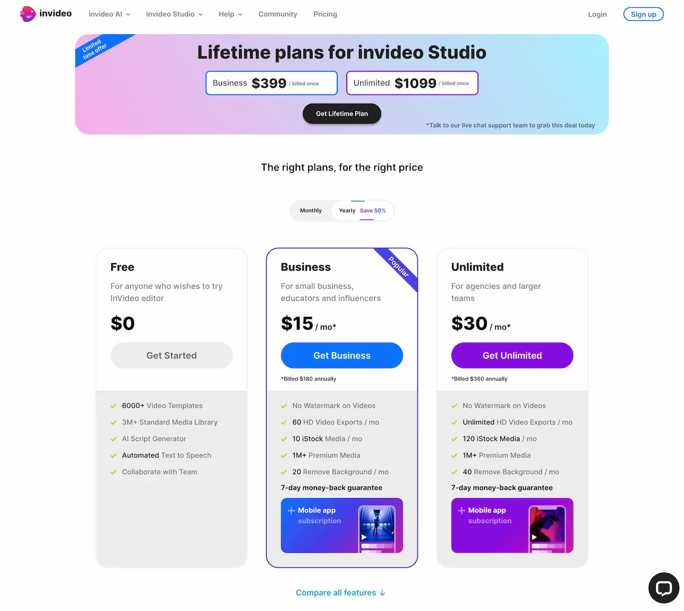invideo.io.pricing
