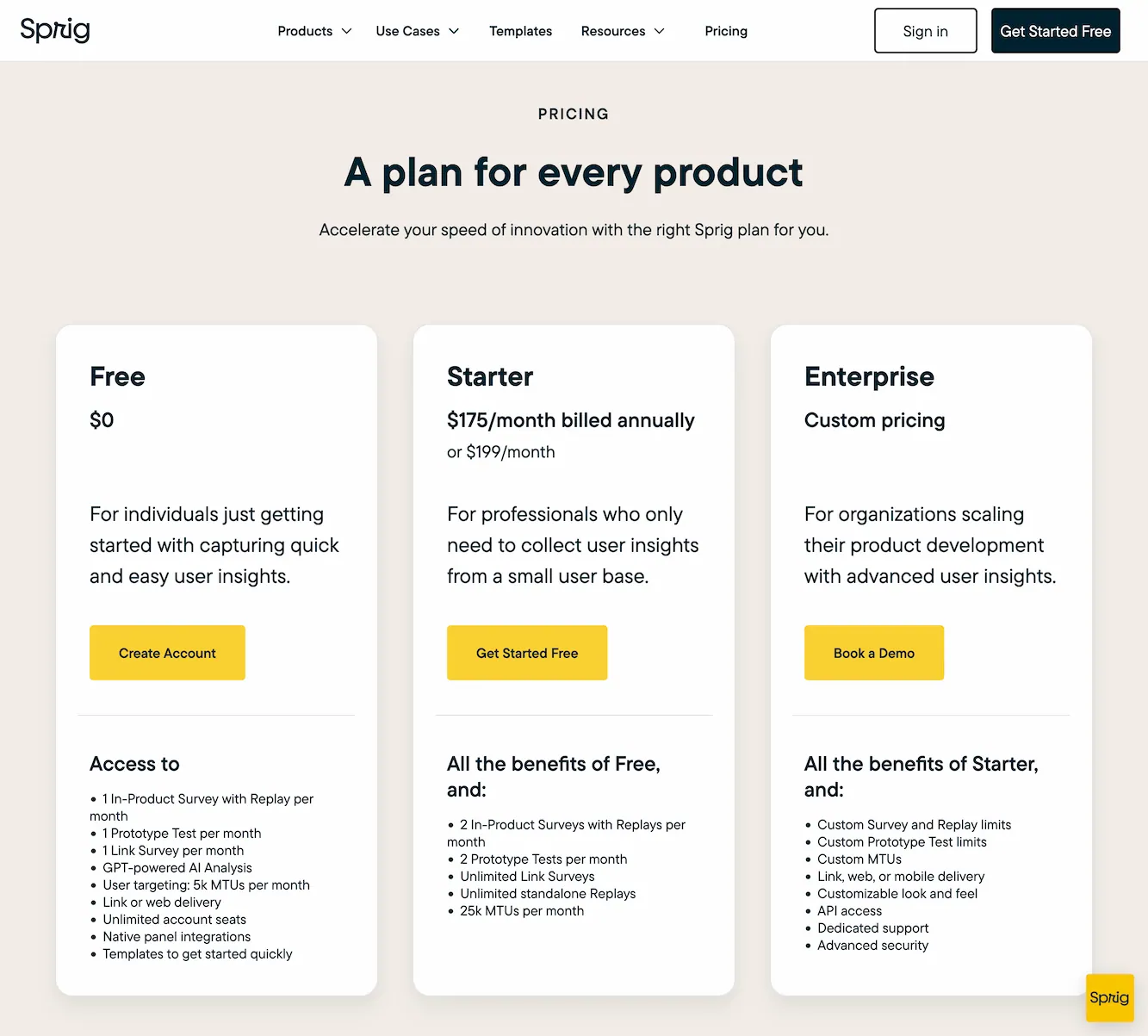 sprig.com.pricing