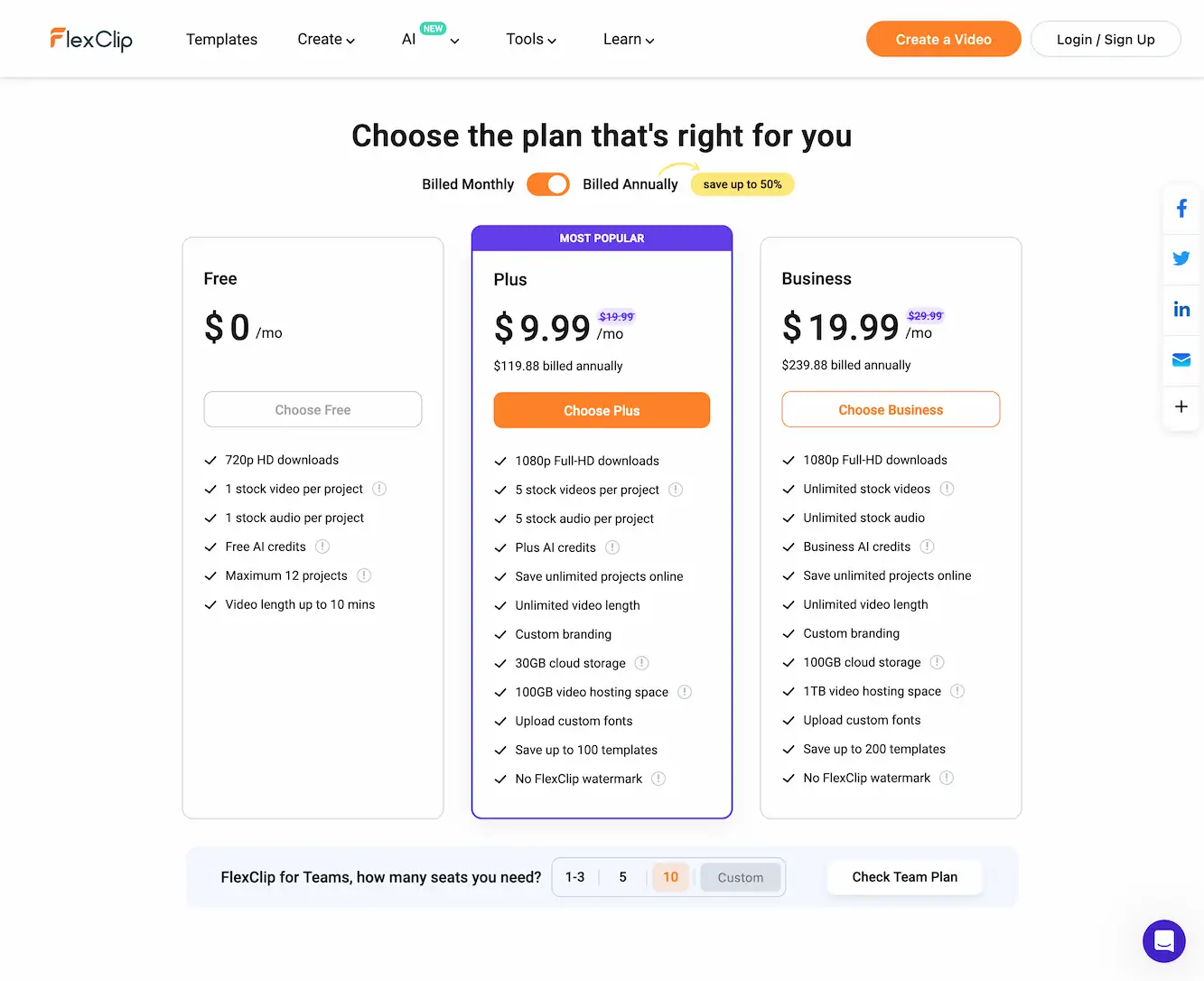 www.flexclip.com.pricing