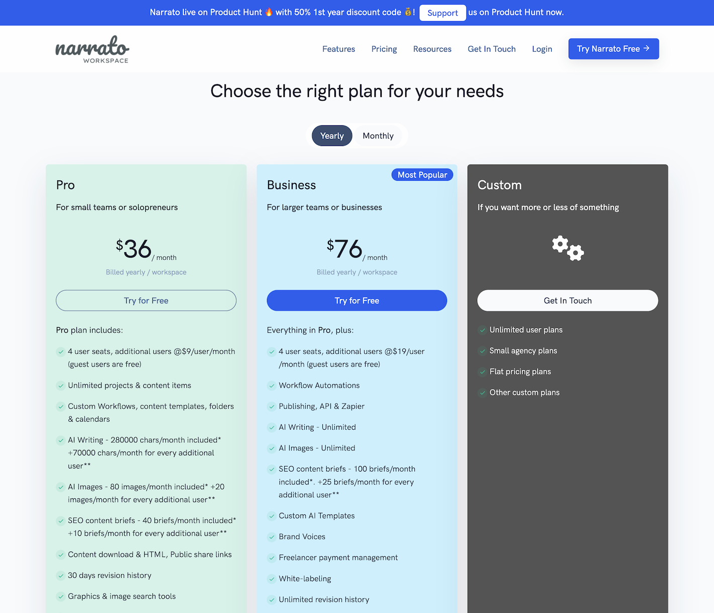 Narrato.io.pricing