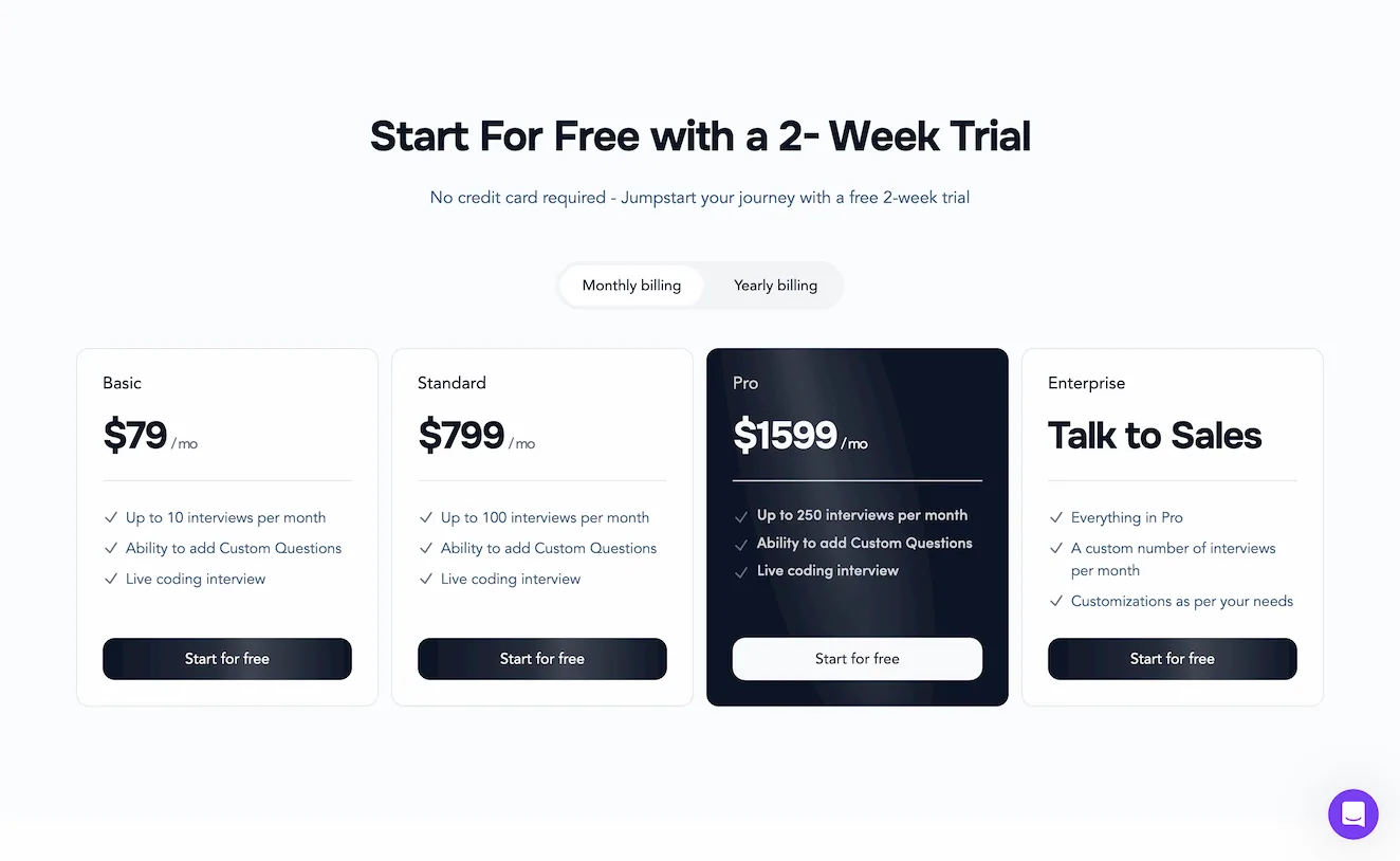 Talently.ai.pricing