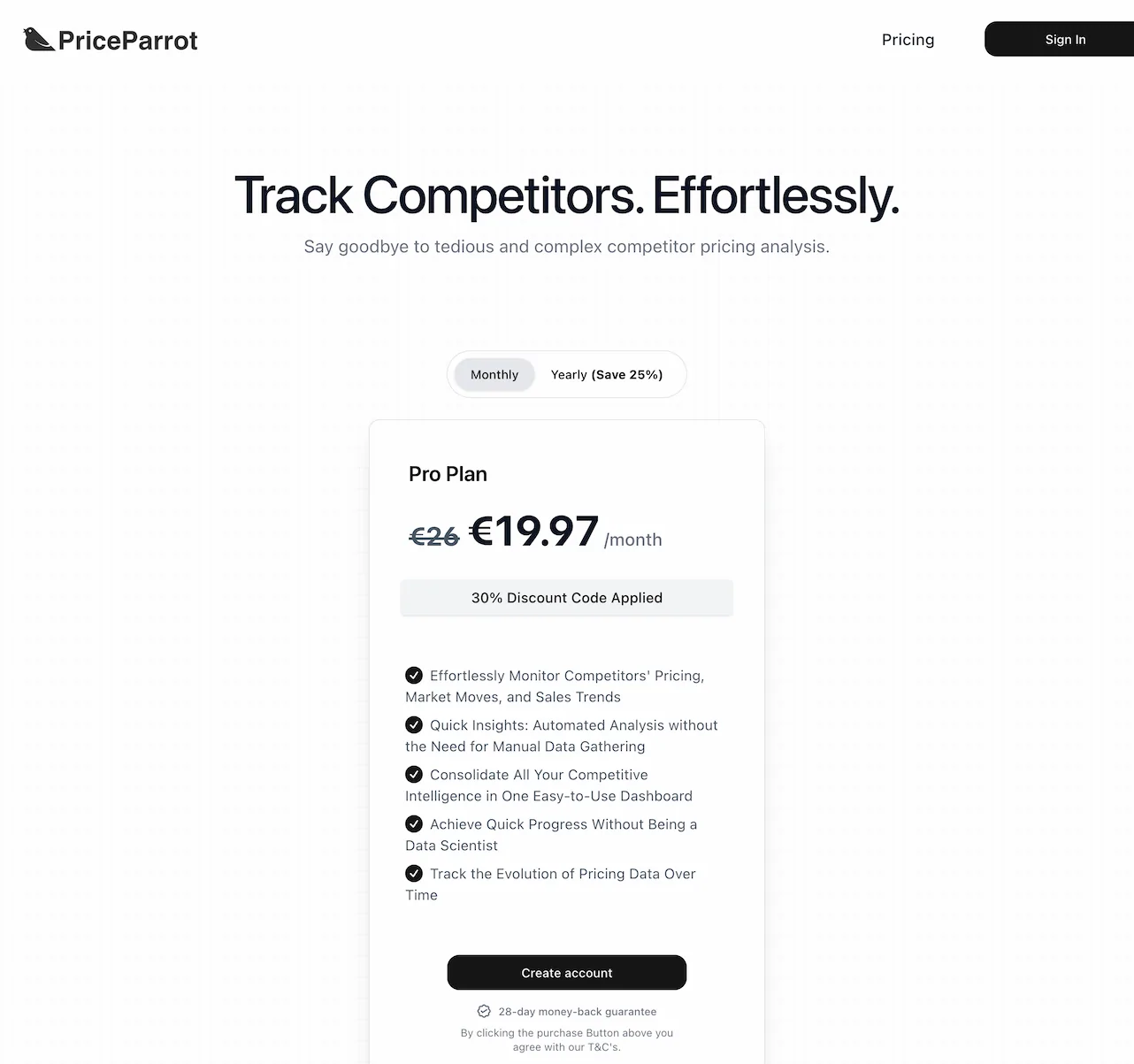 www.priceparrot.pro.pricing