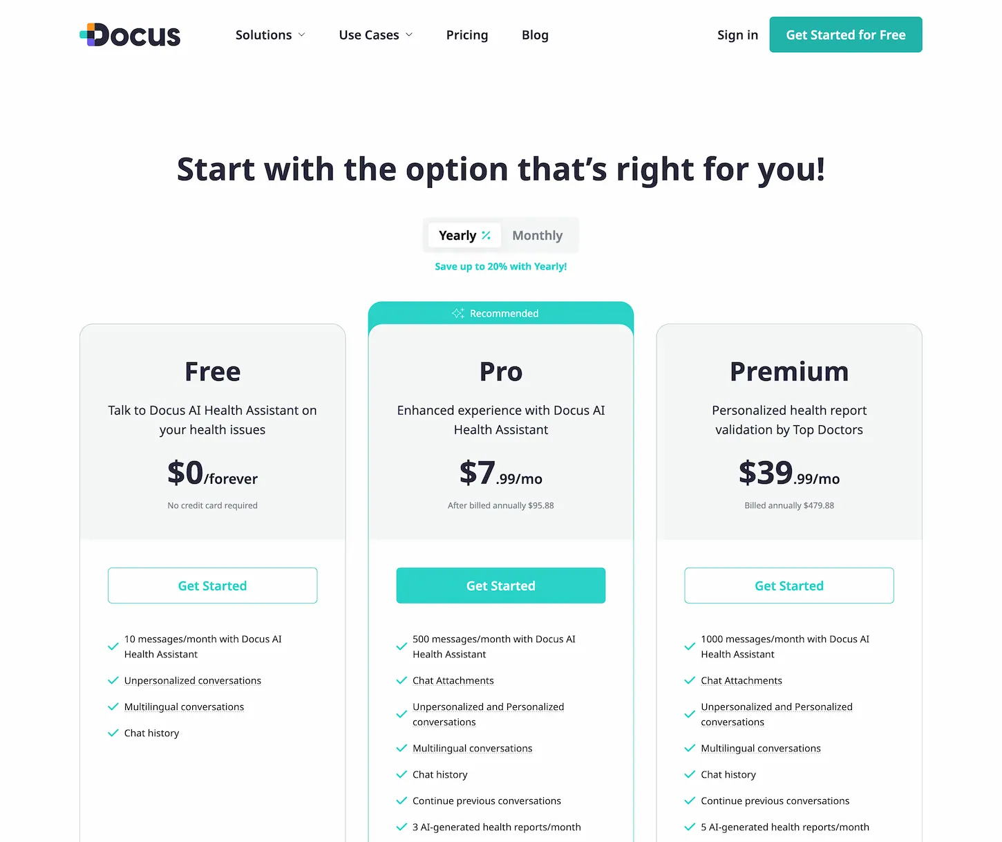 docus.ai.pricing