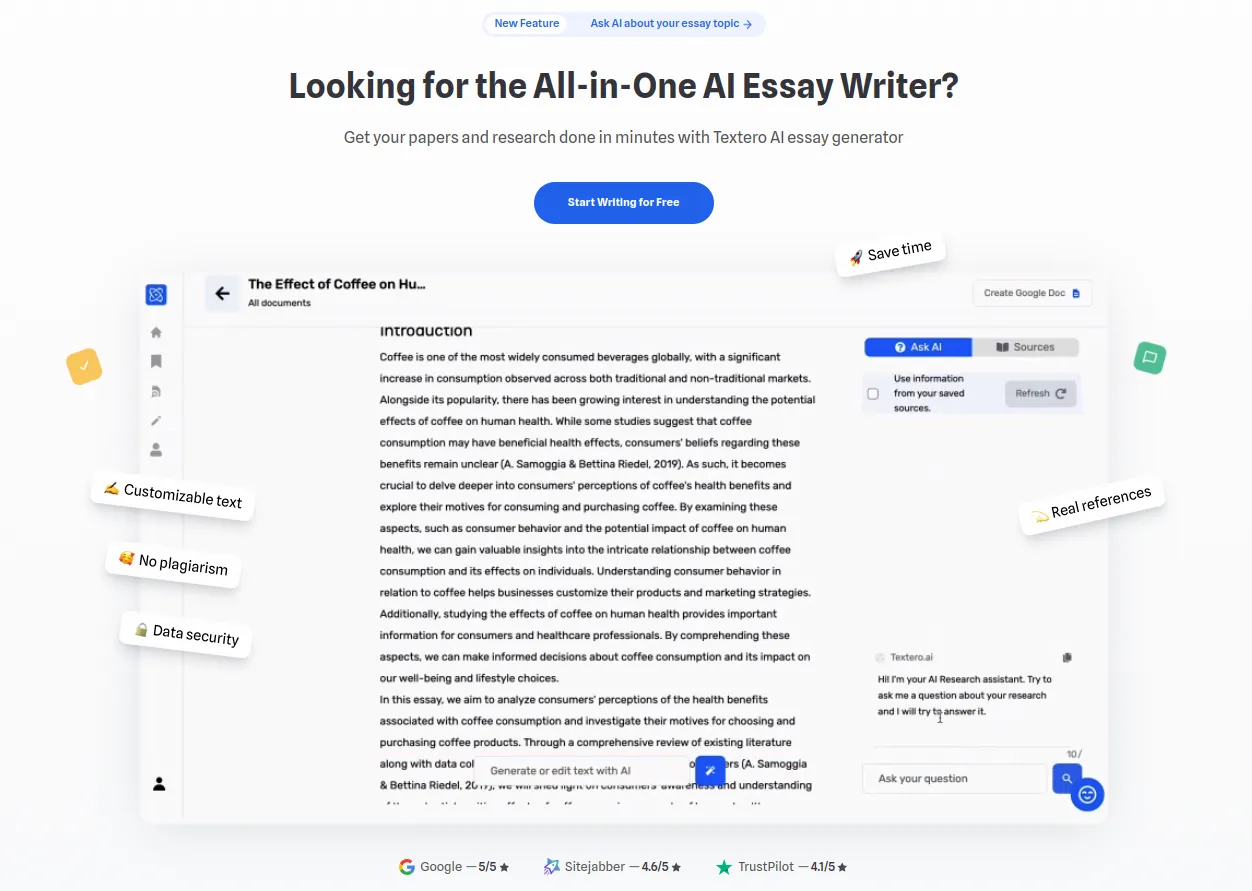 Textero AI Essay Writer screenshot