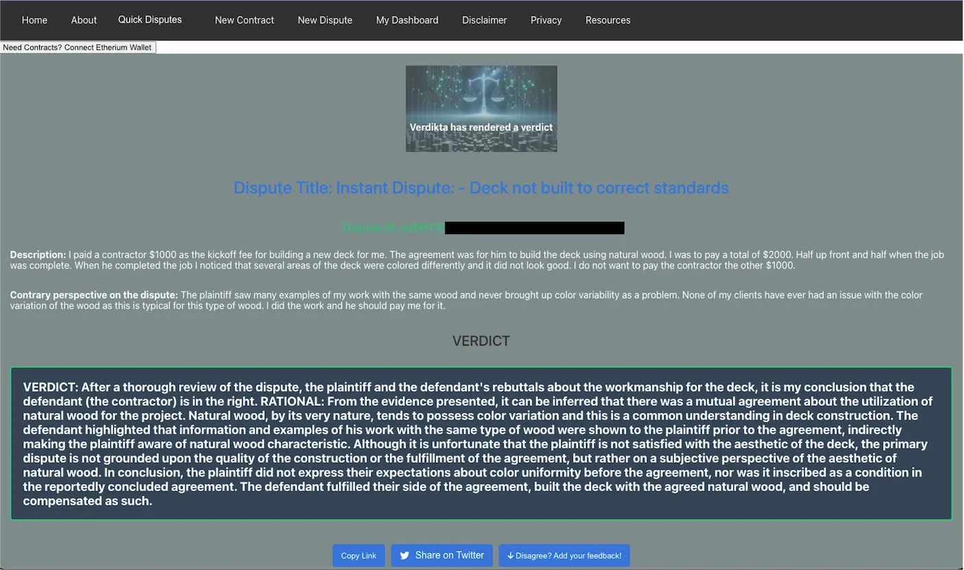 Verdikta - Generation platform for dispute resolution screenshot