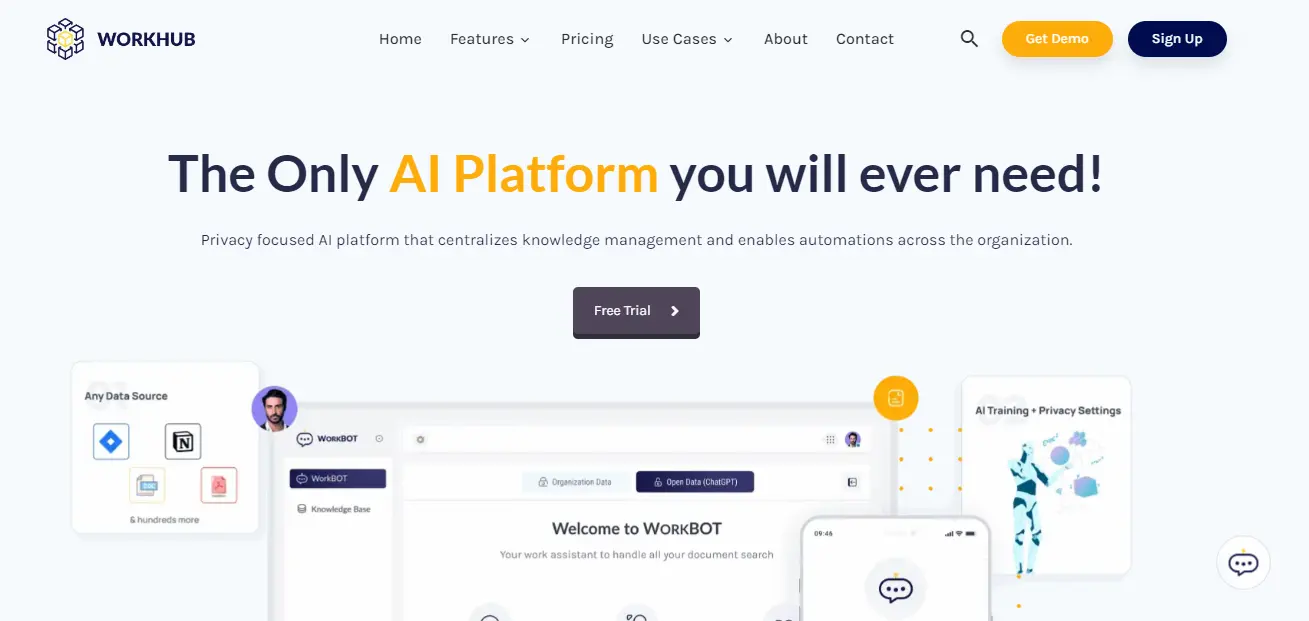 WorkBot - knowledge management platform focus on privacy and collaboration screenshot