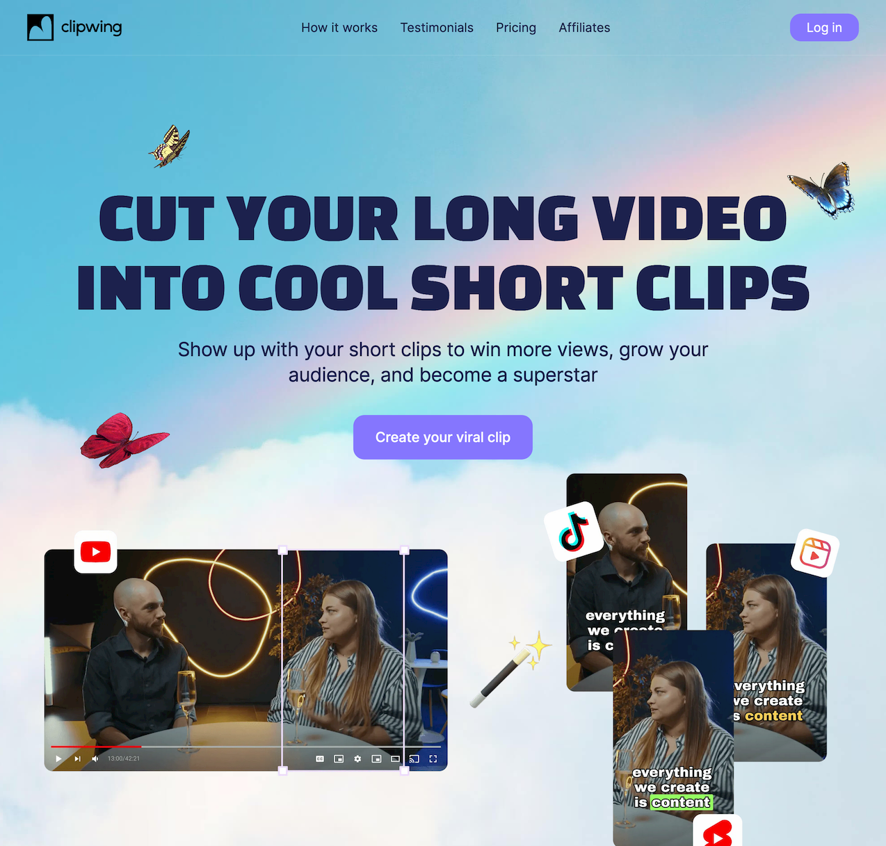 Clipwing - Create dozens of short clips in minutes screenshot