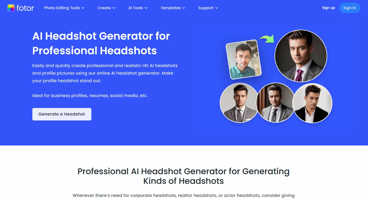 Fotor AI Headshot Generator Review: Quality, Privacy, and Safe Use screenshot