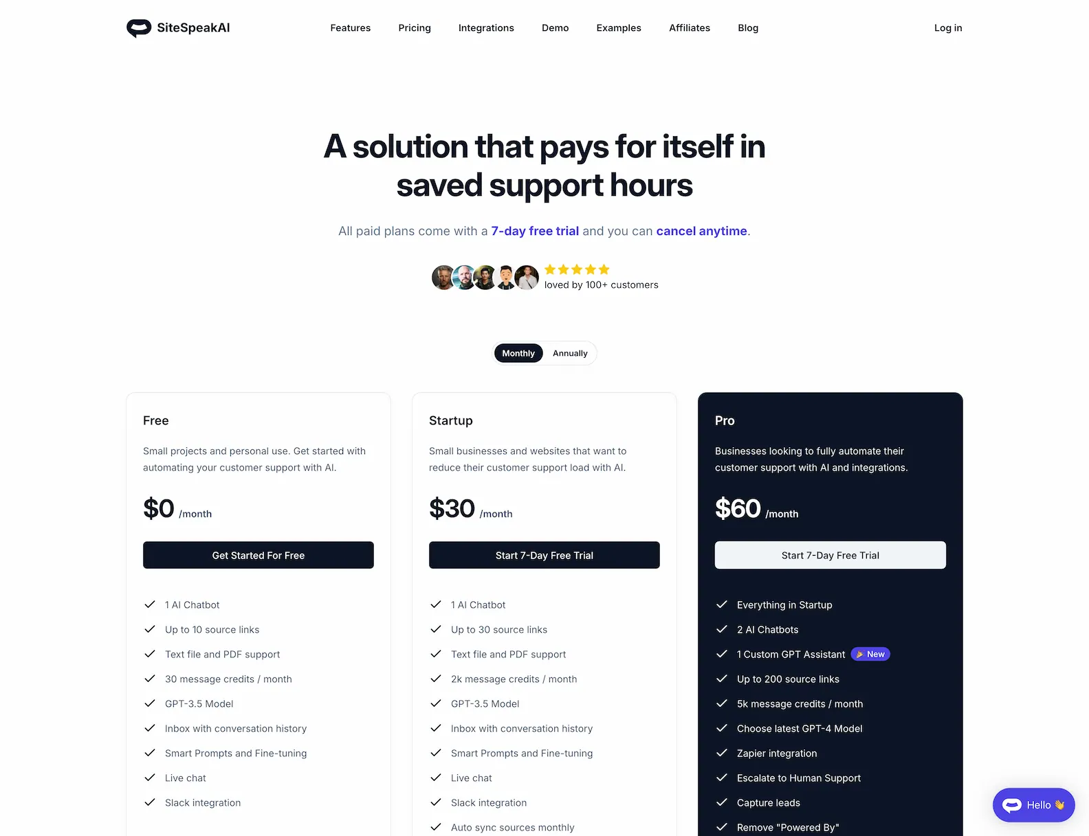 sitespeak.ai pricing plan