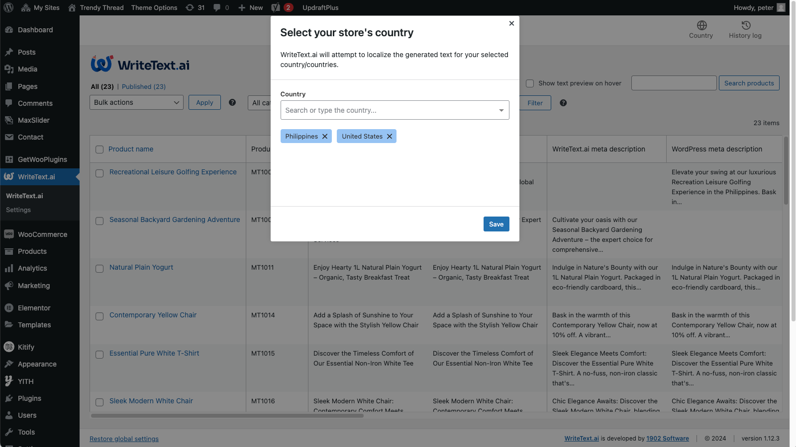 11. Set country-WriteText.ai for WooCommerce