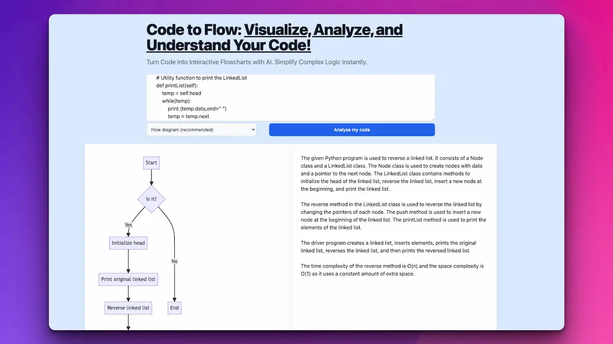 Code to Flow screenshot