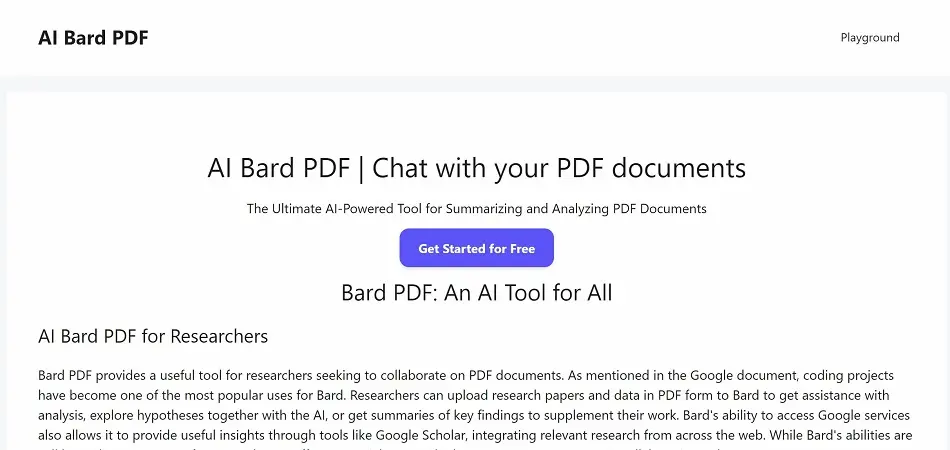 Bard PDF-Chat with PDF Online screenshot