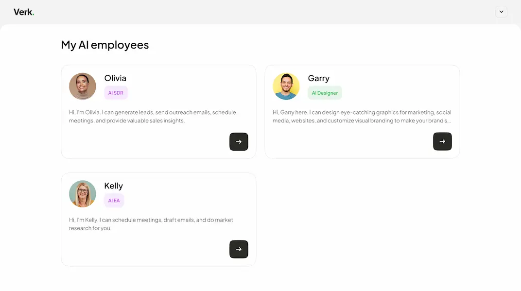 Verk - Hire AI employees and Automate collaboration screenshot