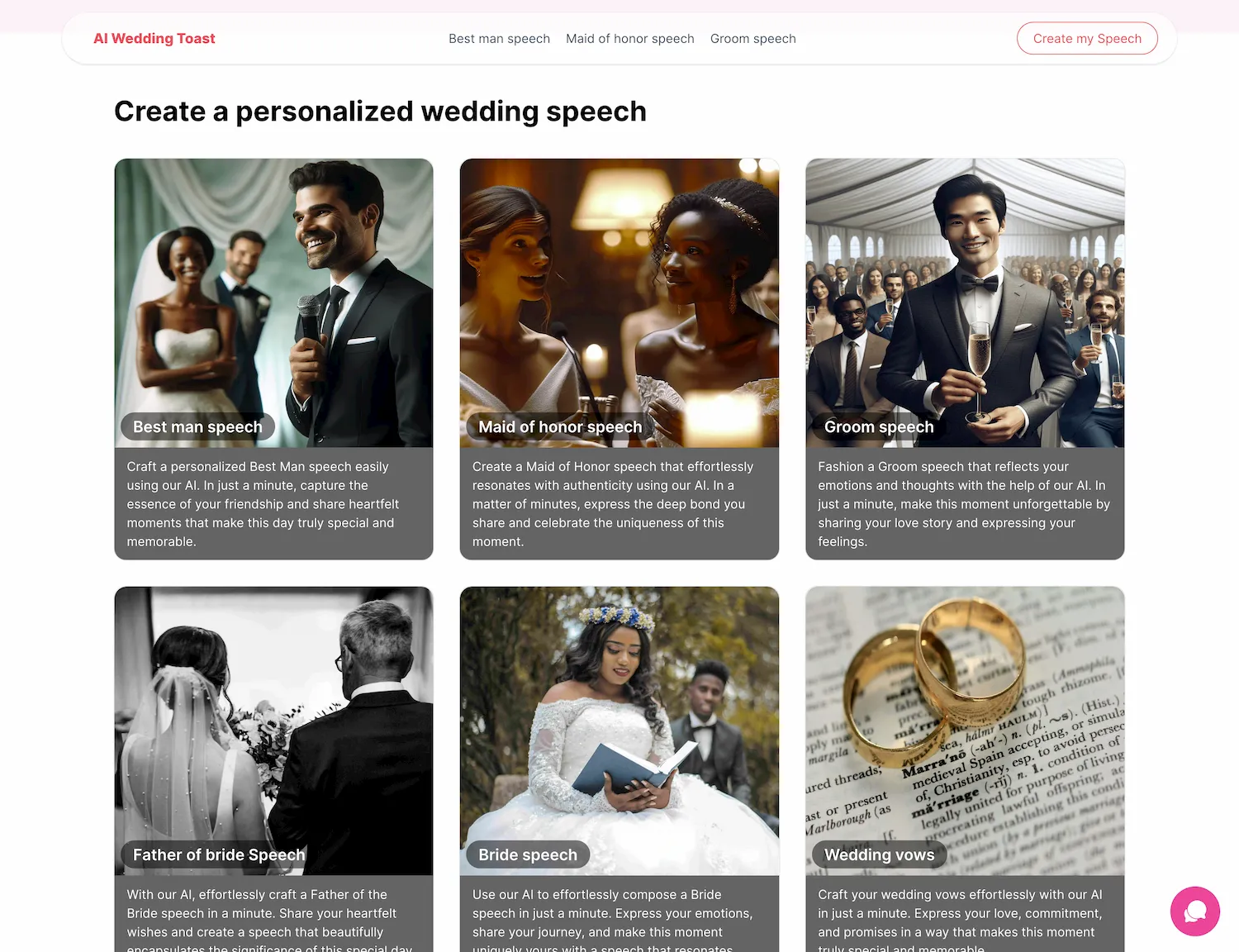 personalized content created by AI Wedding Speech generator
