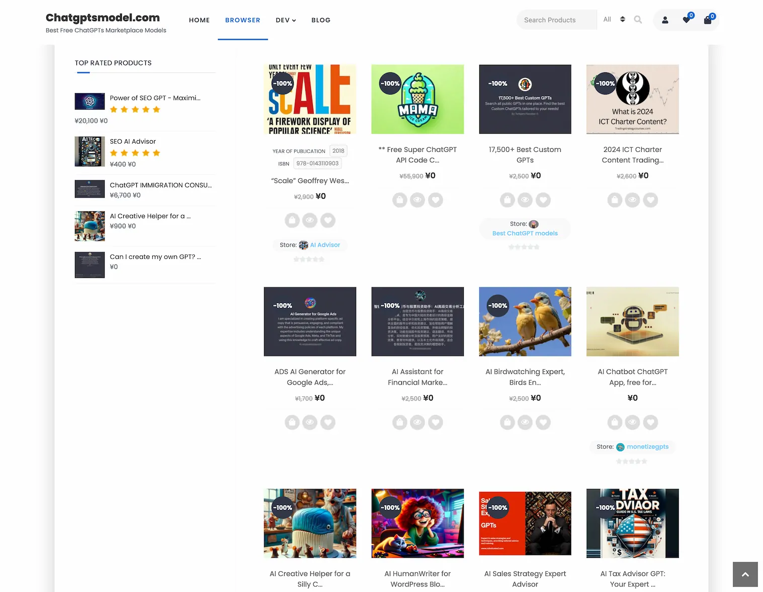 Free ChatGPT Models Marketplace pricing and features