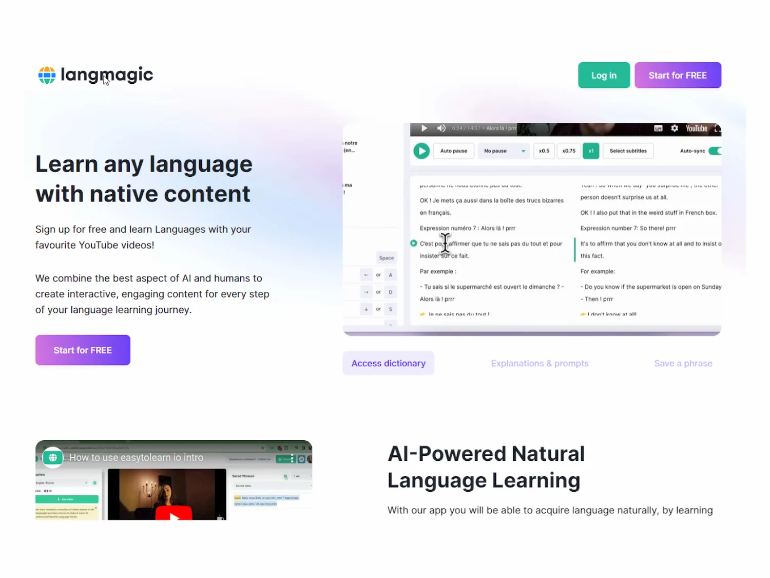 LangMagic - AI-Powered Natural Language Learning screenshot