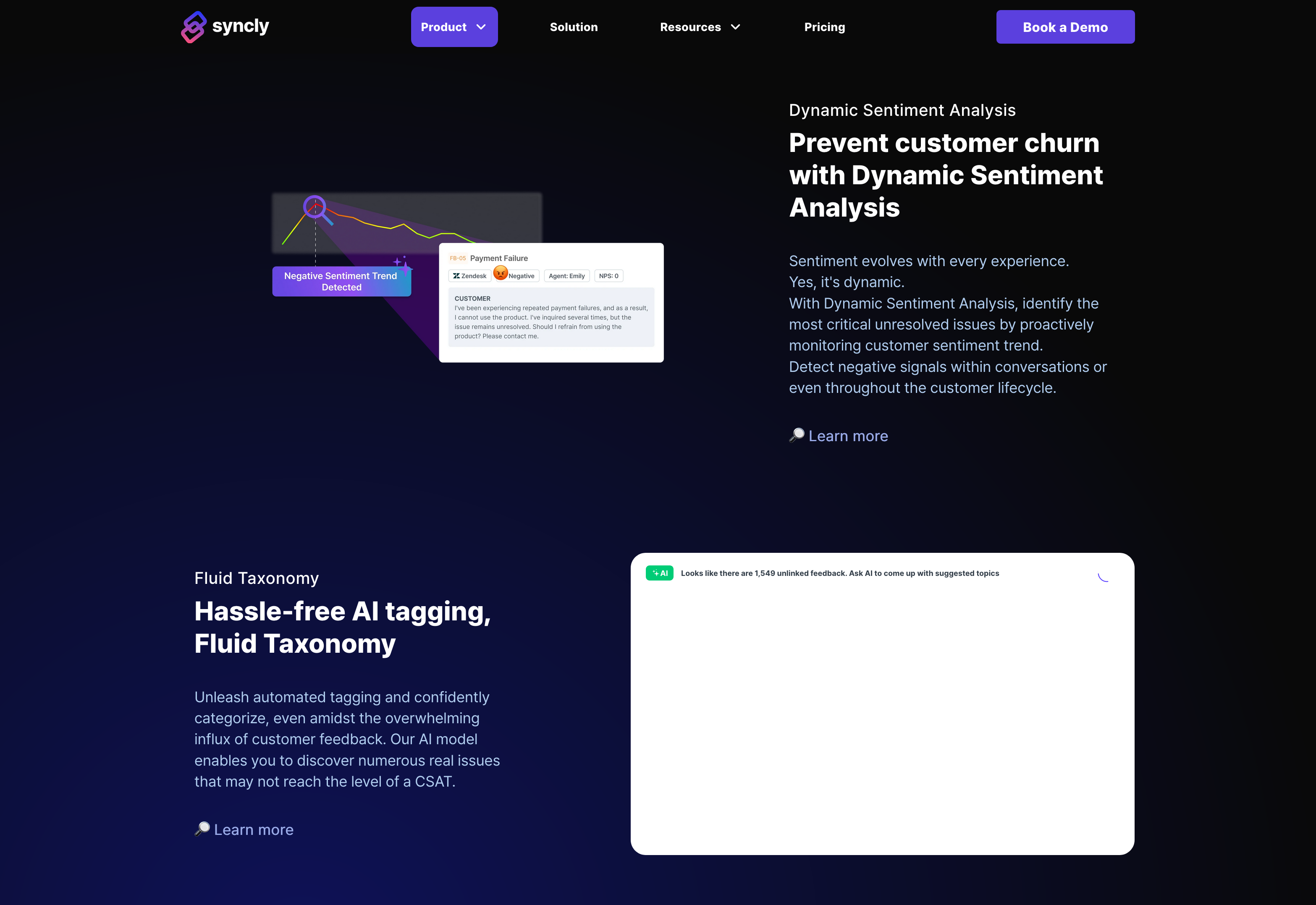 Syncly - Customer Communication Dynamic Sentiment Analysis Features
