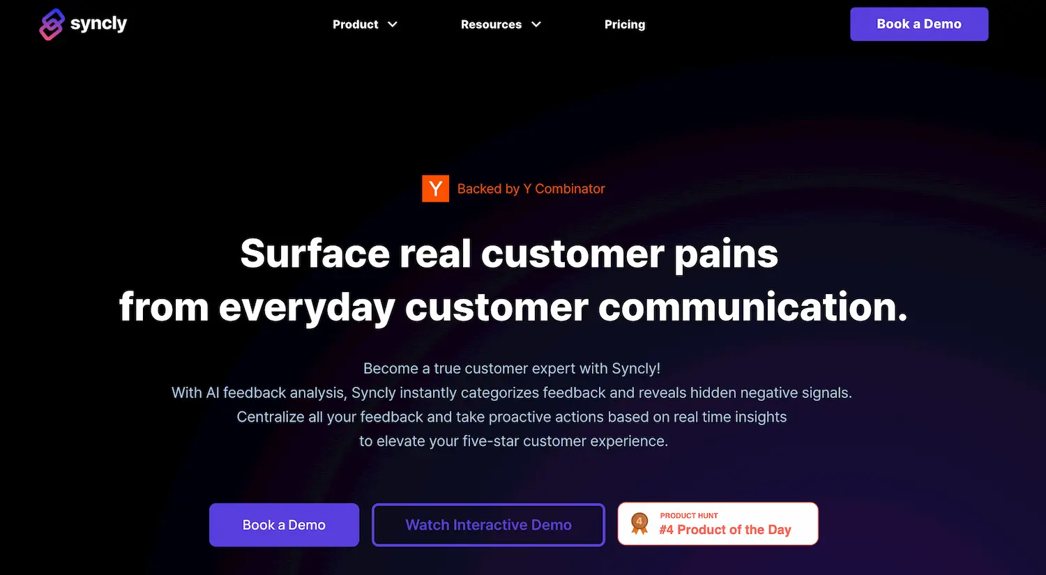 Syncly - Surface real customer pains with AI feedback analysis screenshot