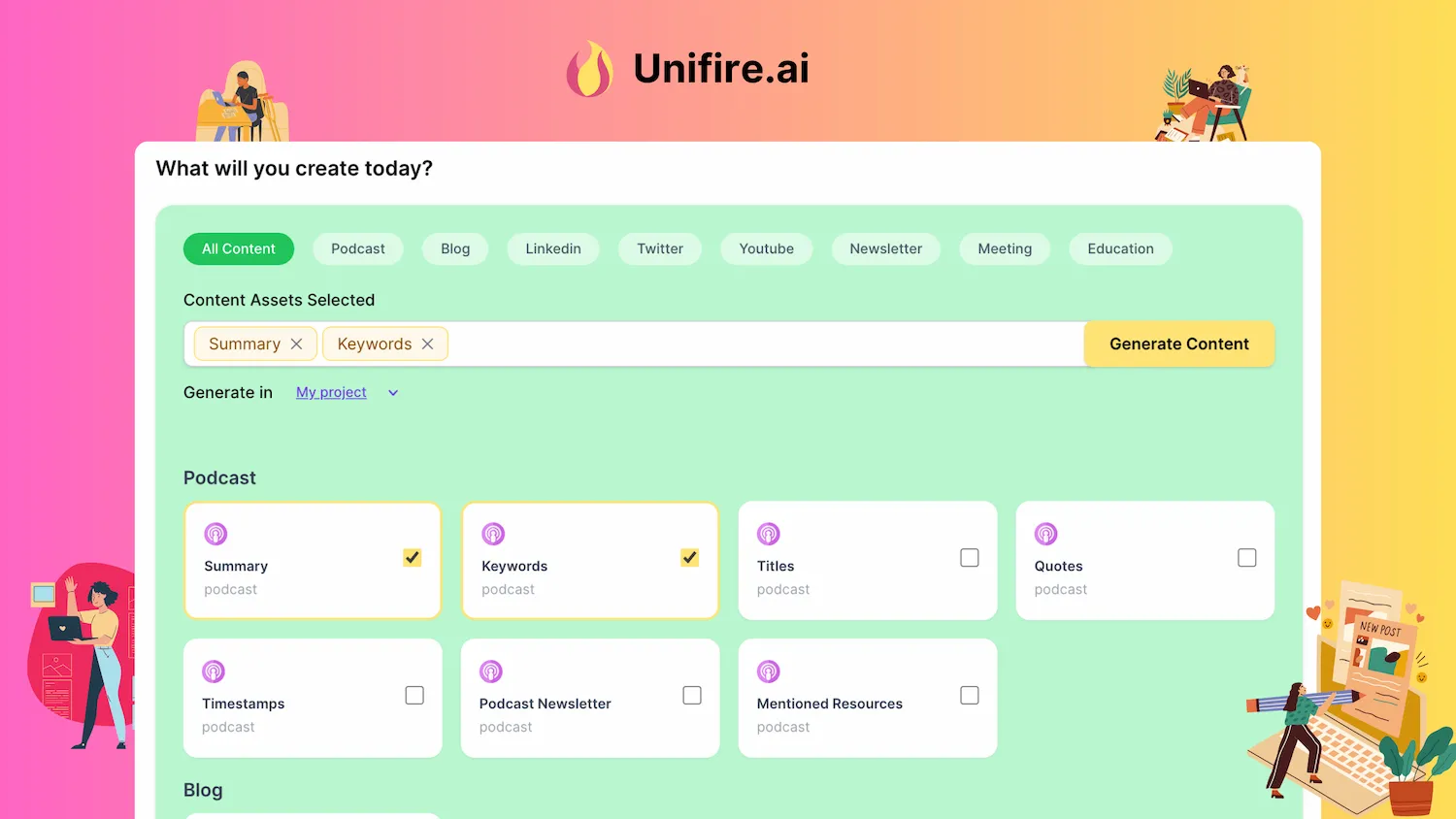 Unifire super AI content generator