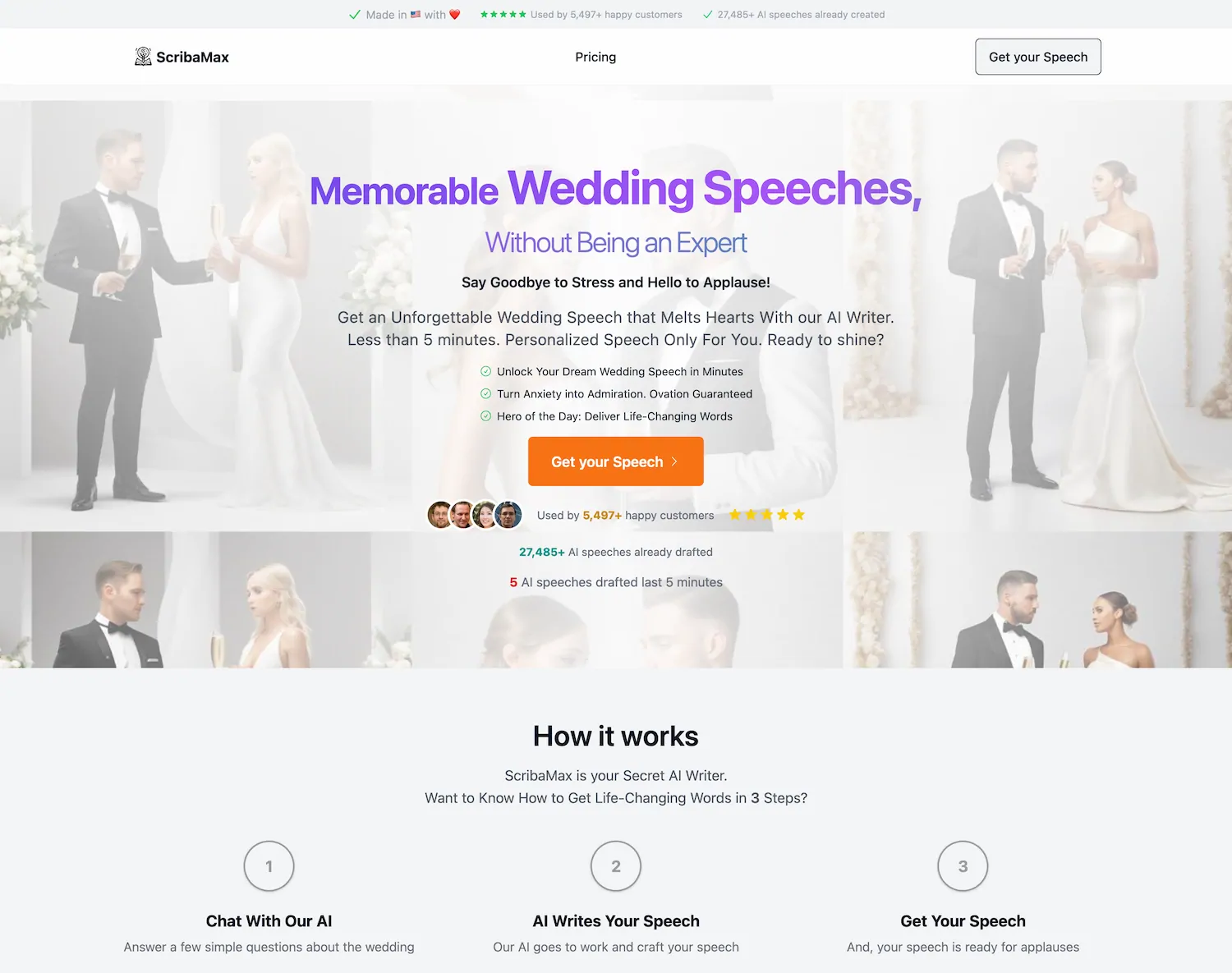 ScribaMax - Wedding Speech AI Writer screenshot
