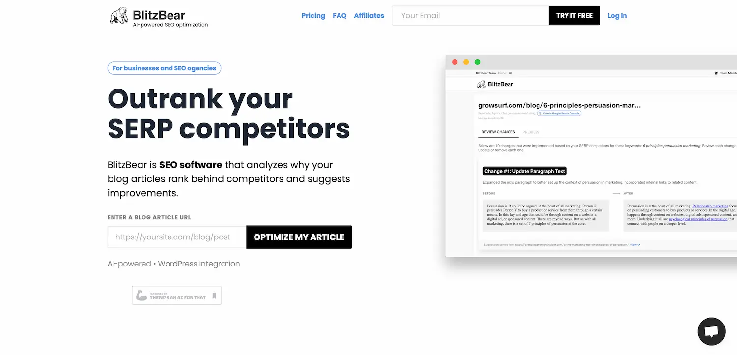 BlitzBear - Outrank SERP competitors screenshot