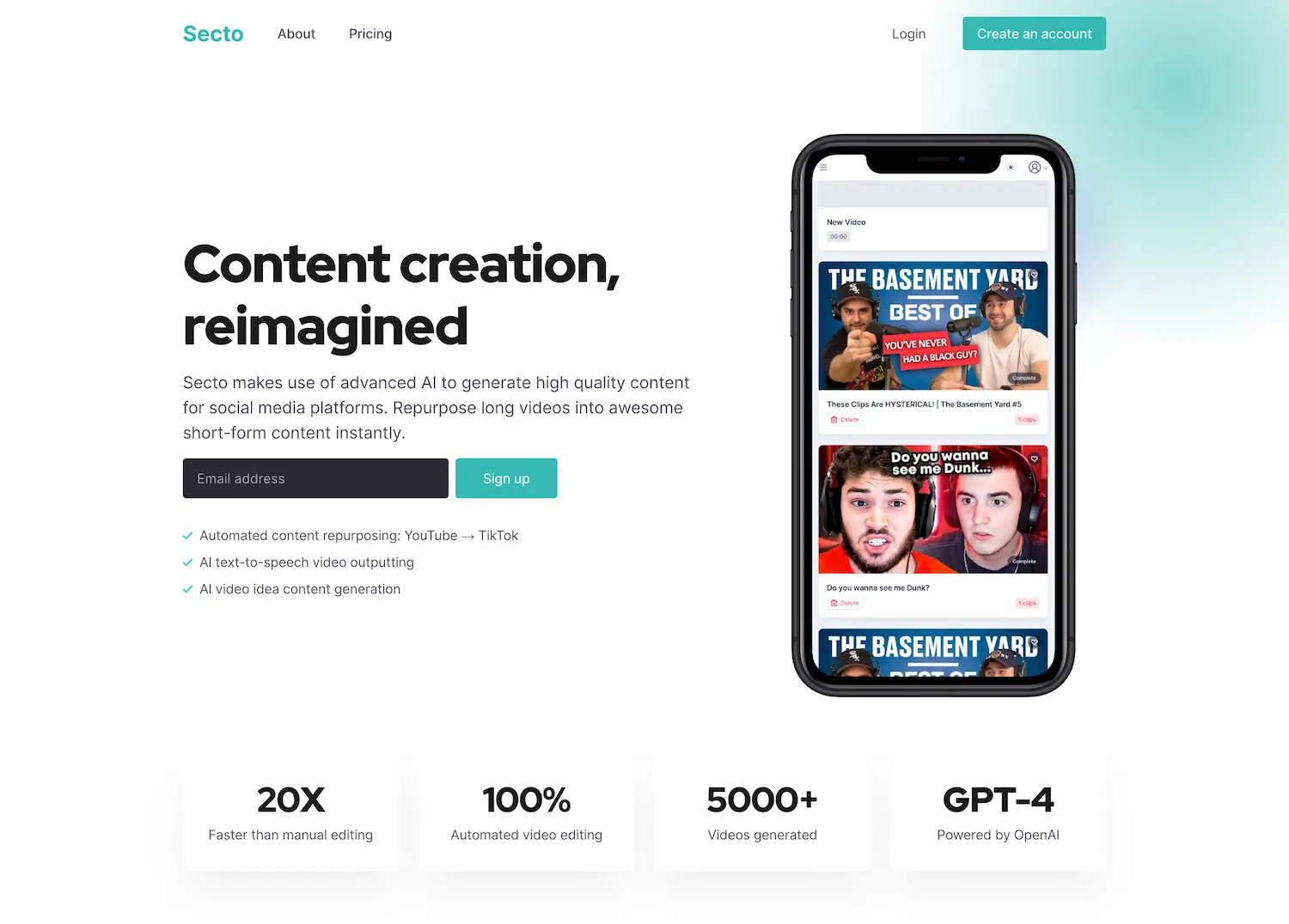 Secto - AI text to speech video for viral marketing screenshot