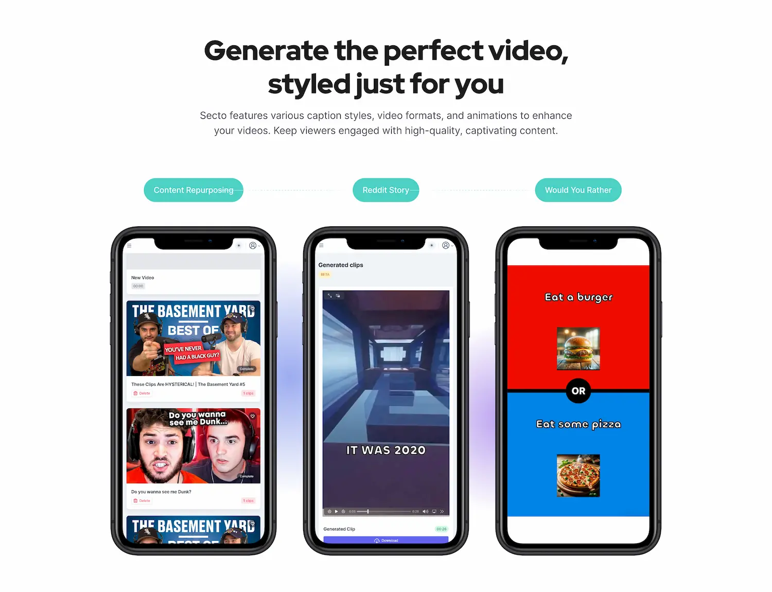 secto text to speech video short video style