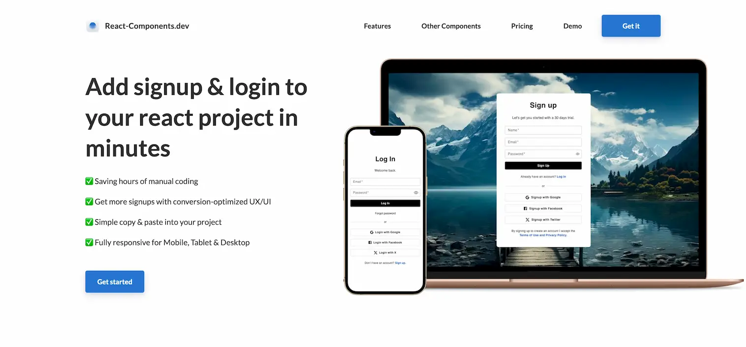 React Components dev - add react signup and login components screenshot
