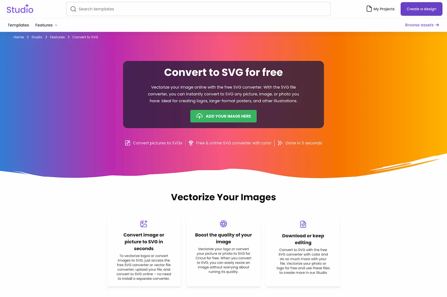 Creativefabrica - Convert to SVG Vectorize Images for free screenshot