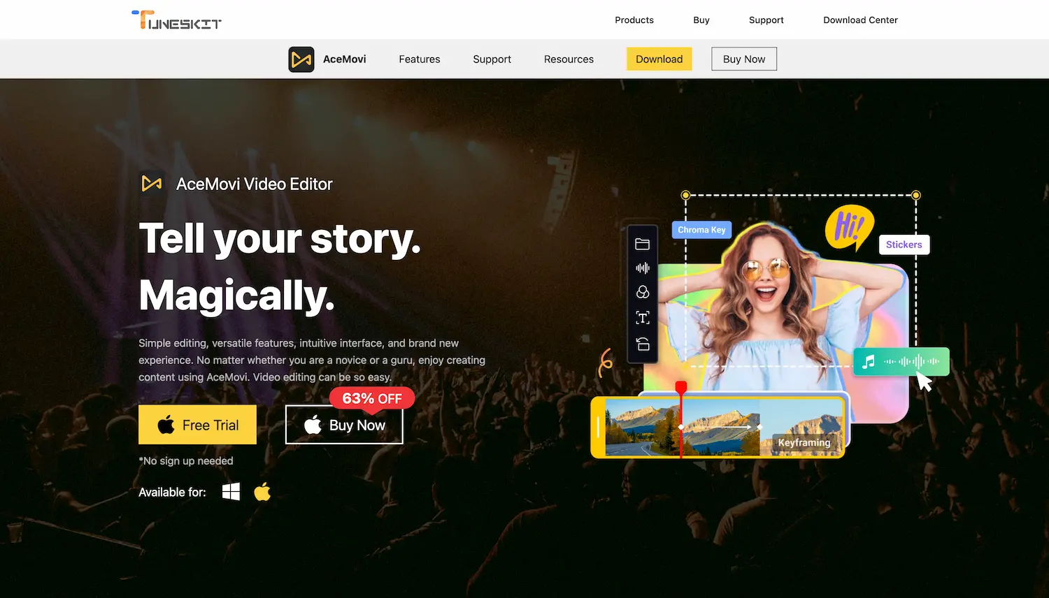 TunesKit Acemovi AI Video Editor screenshot