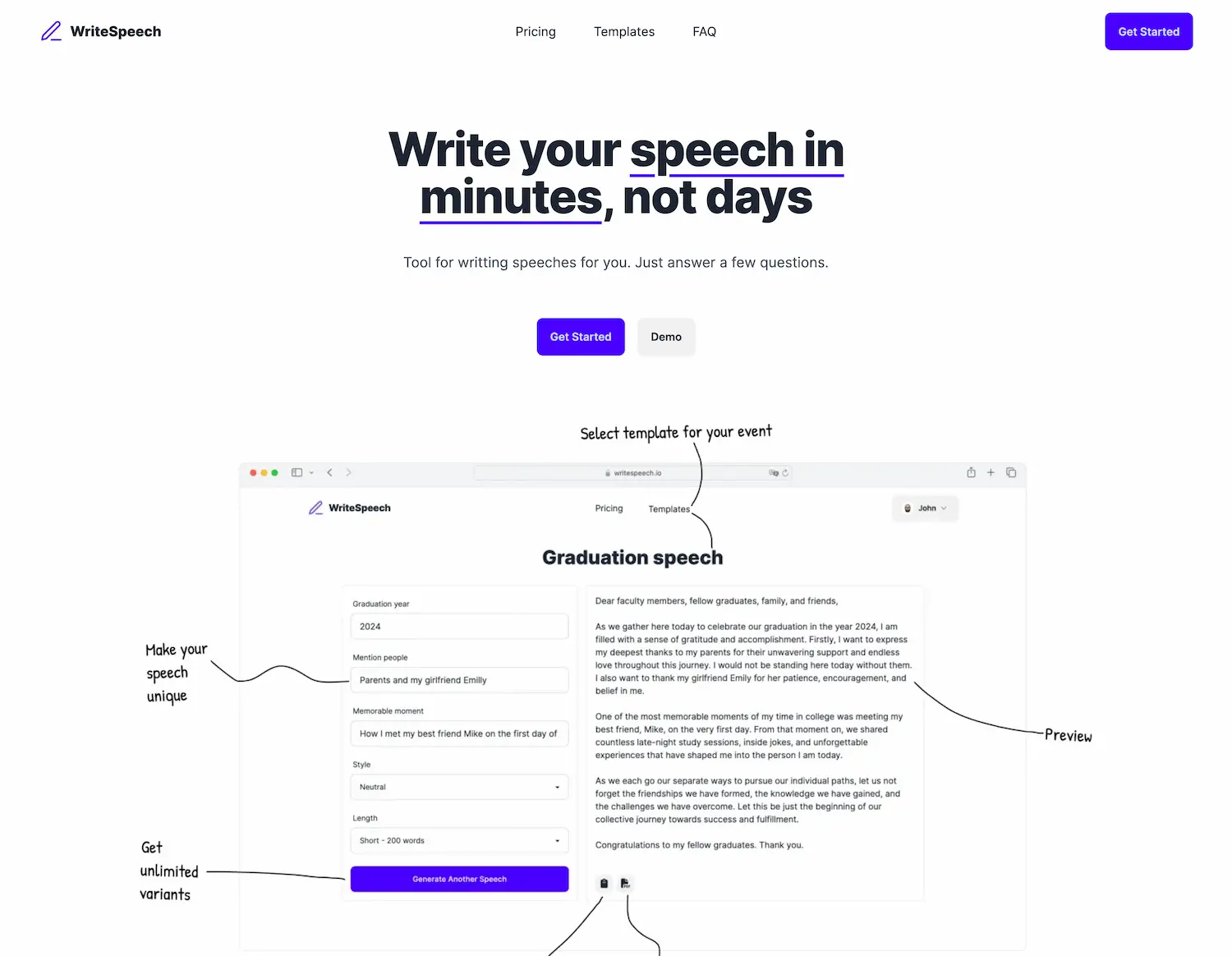 WriteSpeech - AI Speech Writer screenshot