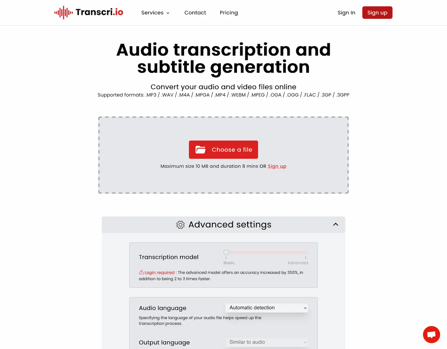 Transcri screenshot