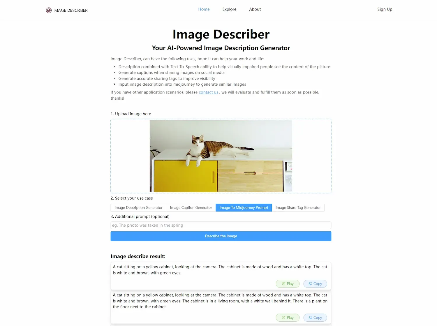 Image Describer screenshot
