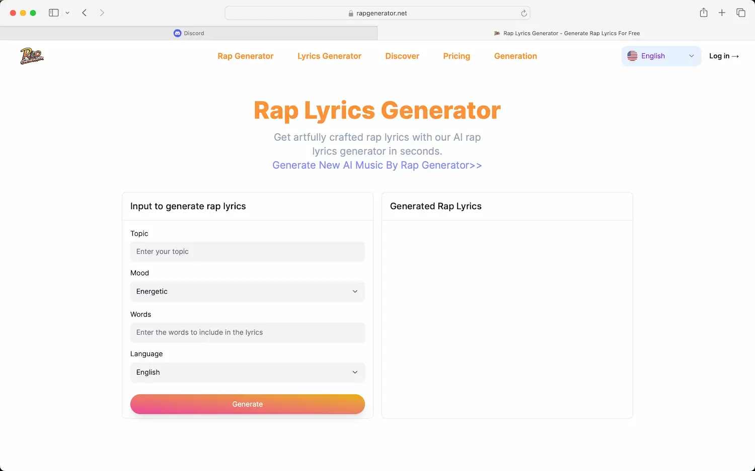 Rap Lyrics Generator Dashboard
