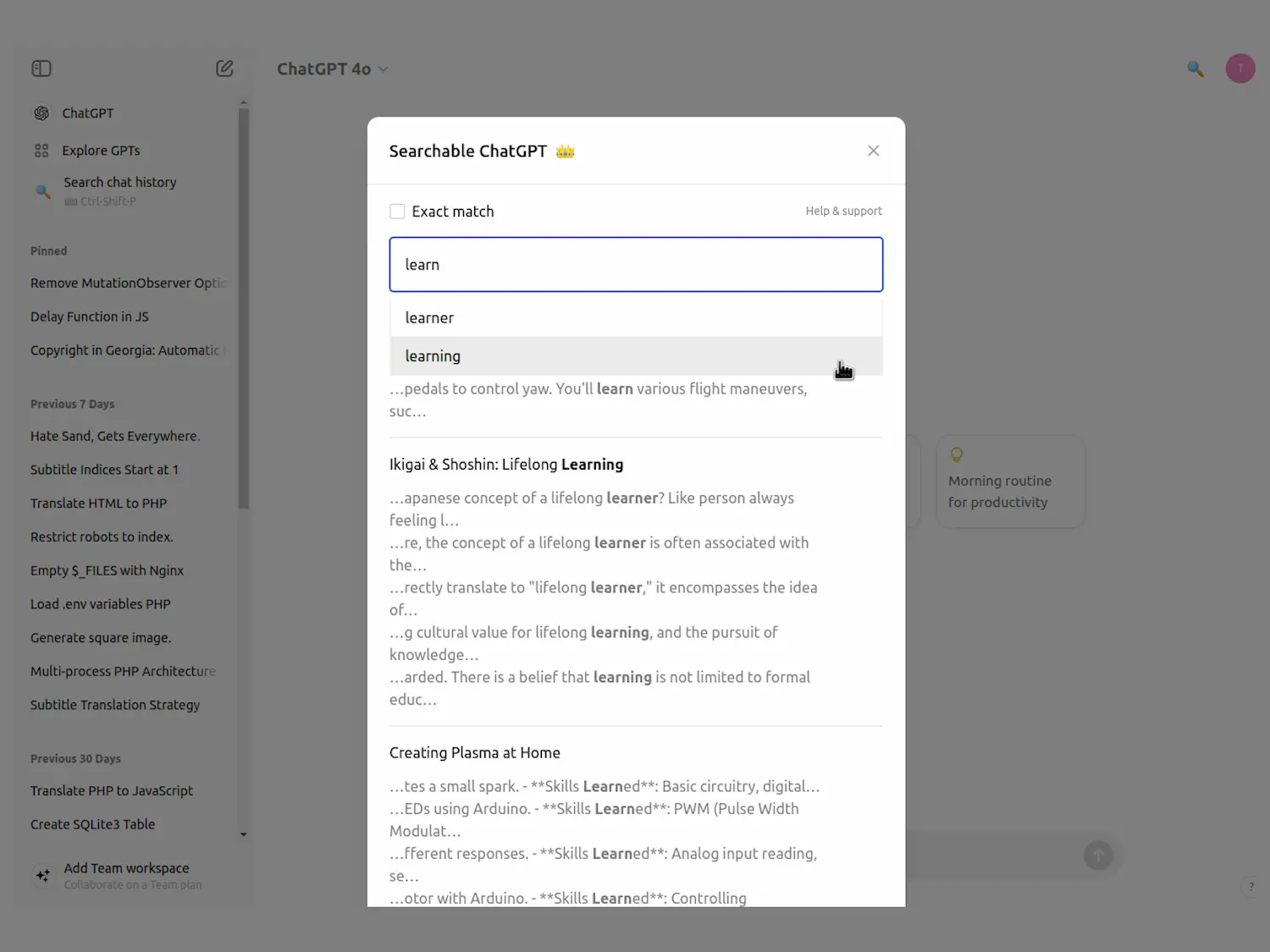 Searchable ChatGPT pricing and features