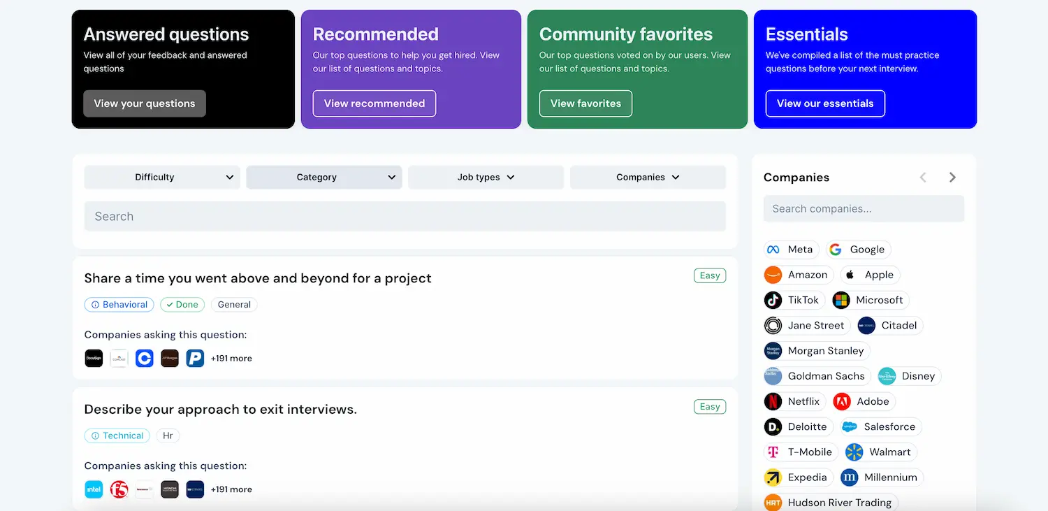 interview study dashboard