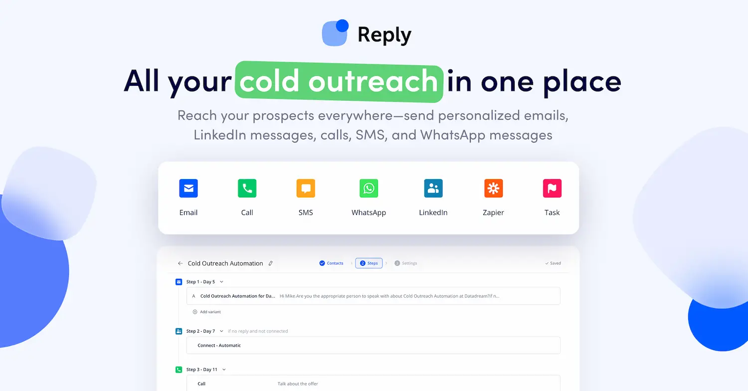 Reply.io pricing and features