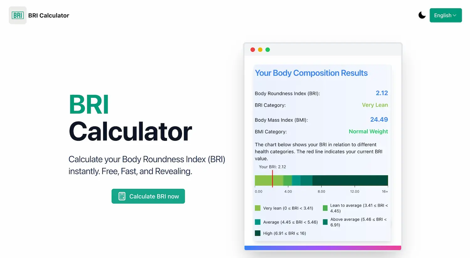 BRI Calculator screenshot