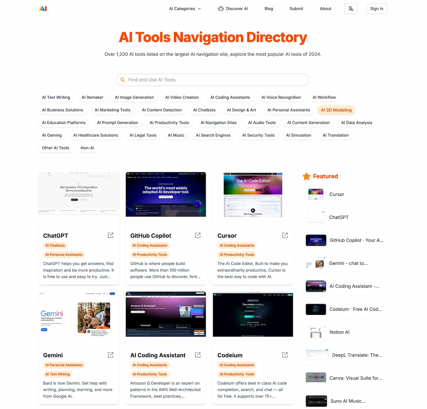 AI Navigation Site screenshot