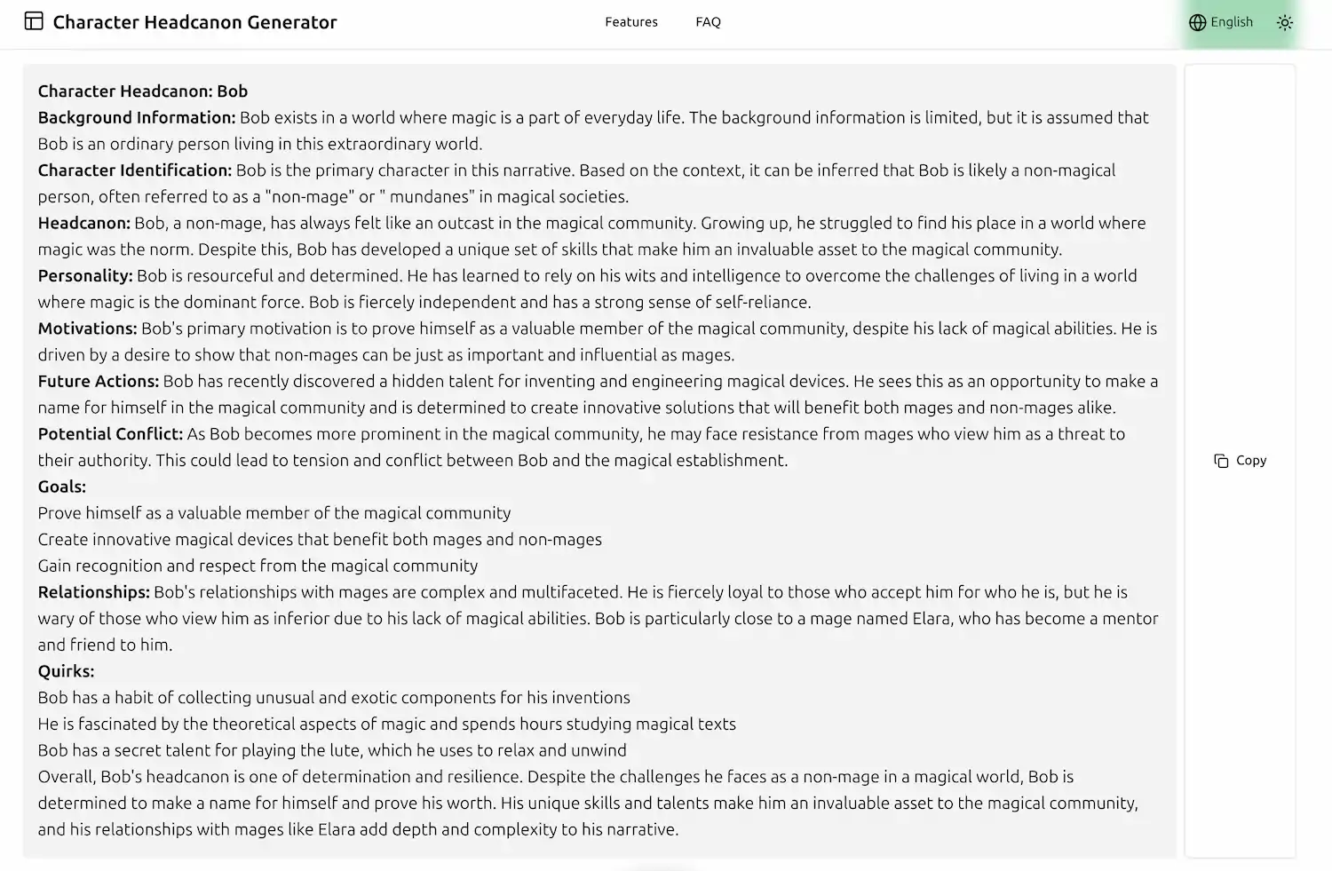 Character Headcanon Generator pricing and features
