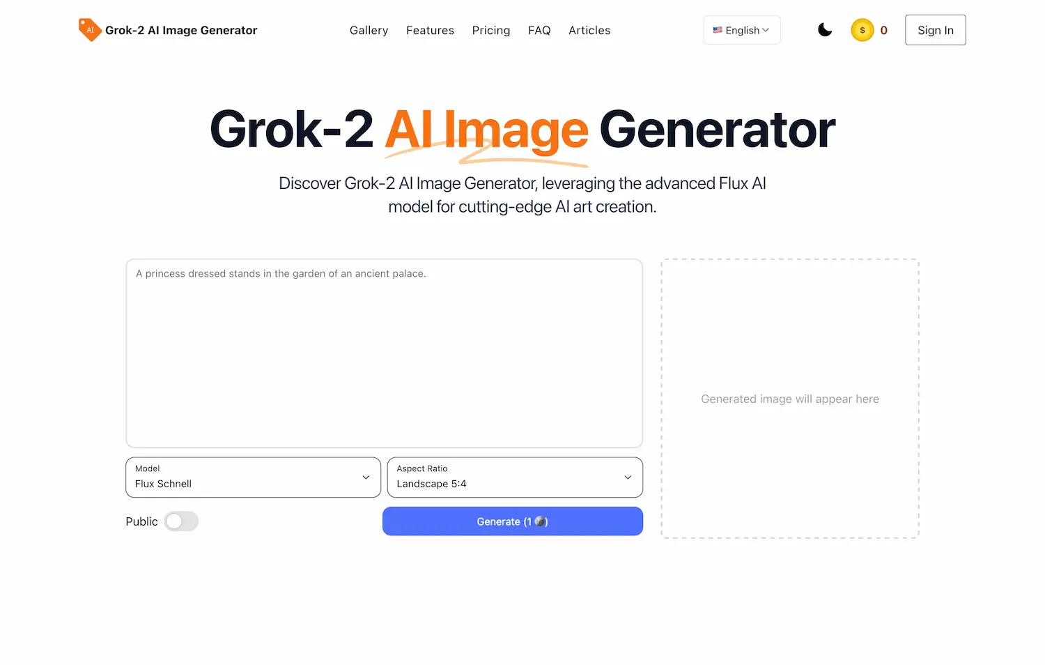 Grok-2 AI Image Generator screenshot