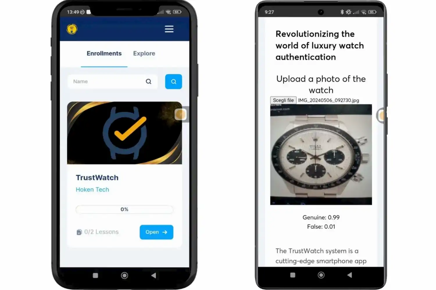 TrustWatch is an innovative application designed to authenticate luxury watches using advanced artificial intelligence.