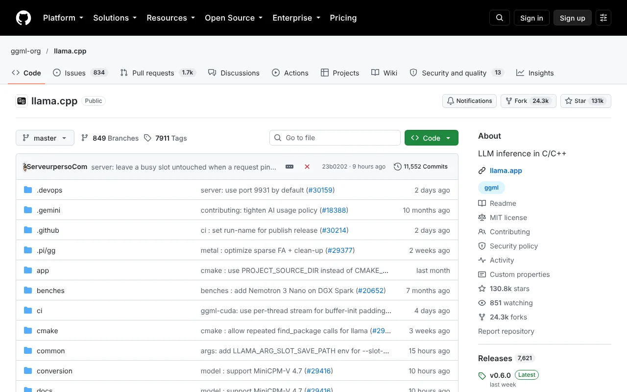 llama.cpp screenshot